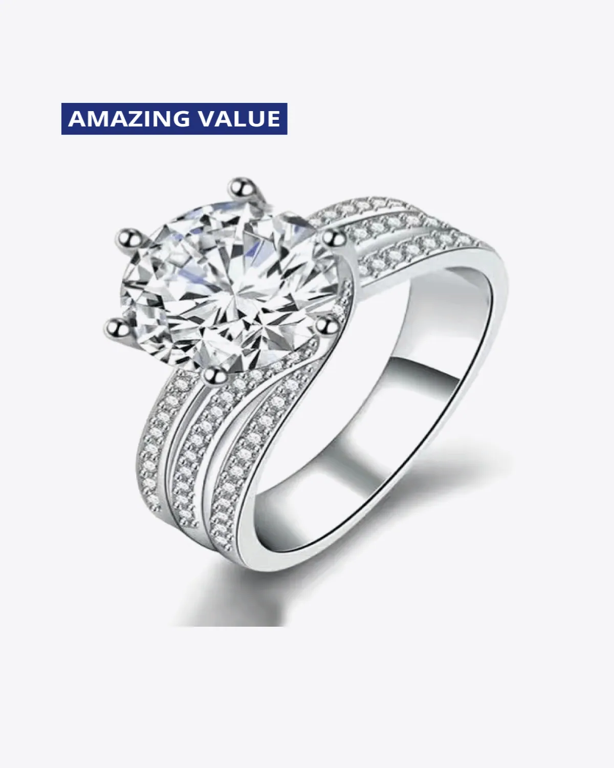 3 Carat Diamond Round Ring - Three-Layer