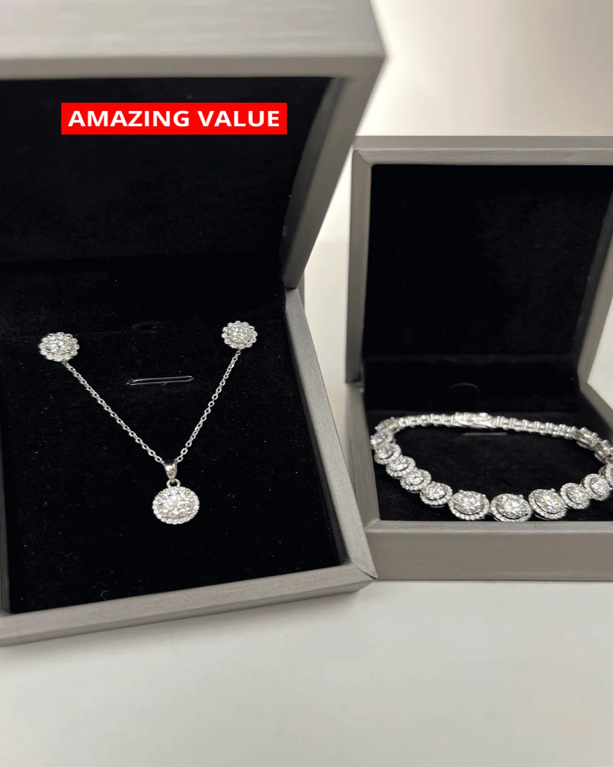 Diamond Necklace Bracelet Earrings Bundle Set - MASON TENNIS™ Perfect Floral